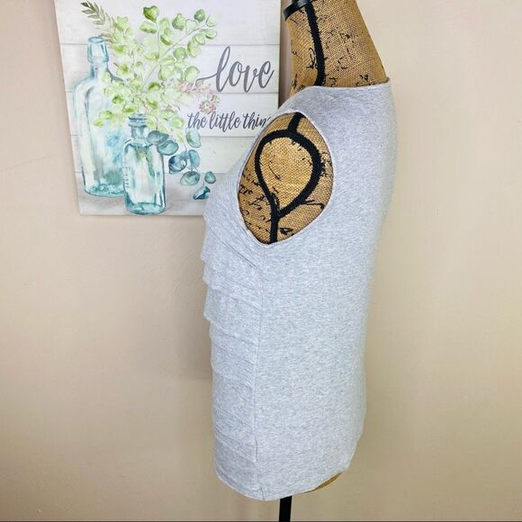 Chico’s Tiered Front Jersey Knit Tank Top Gray - Picture 3 of 10